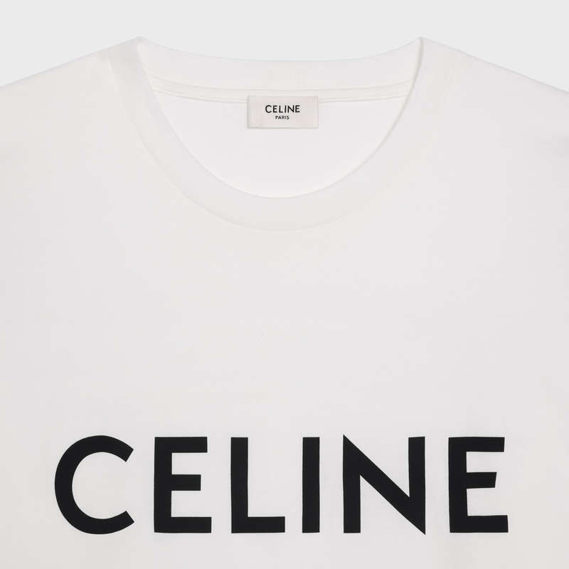 Chalk / Black Celine LOOSE IN COTTON JERSEY T-shirts | CL-592139