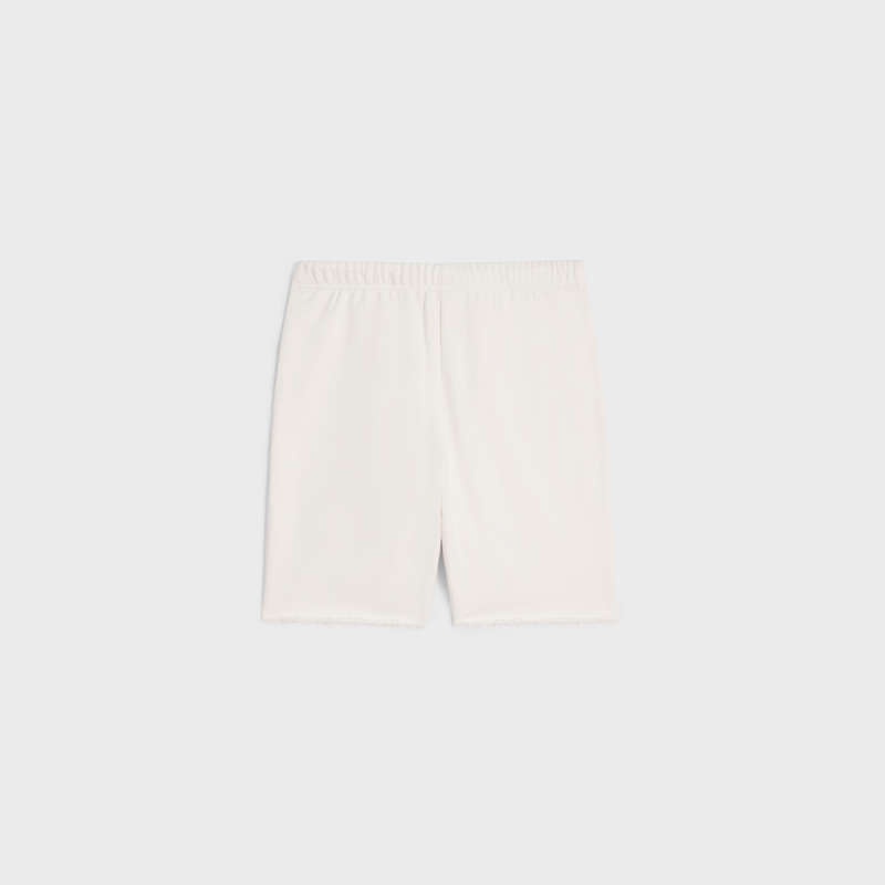 Cream / Black Celine embroidered in cotton fleece Shorts | CL-592077