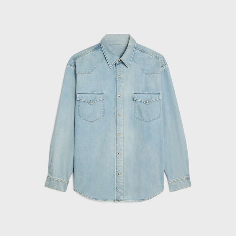 FADED SUMMER Celine western in faded summer wash denim Shirts | CL-592154