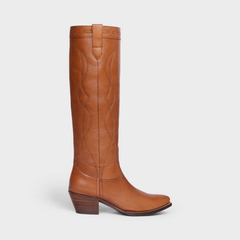 Honey Celine High Western in Calfskin Boots | CL-592514