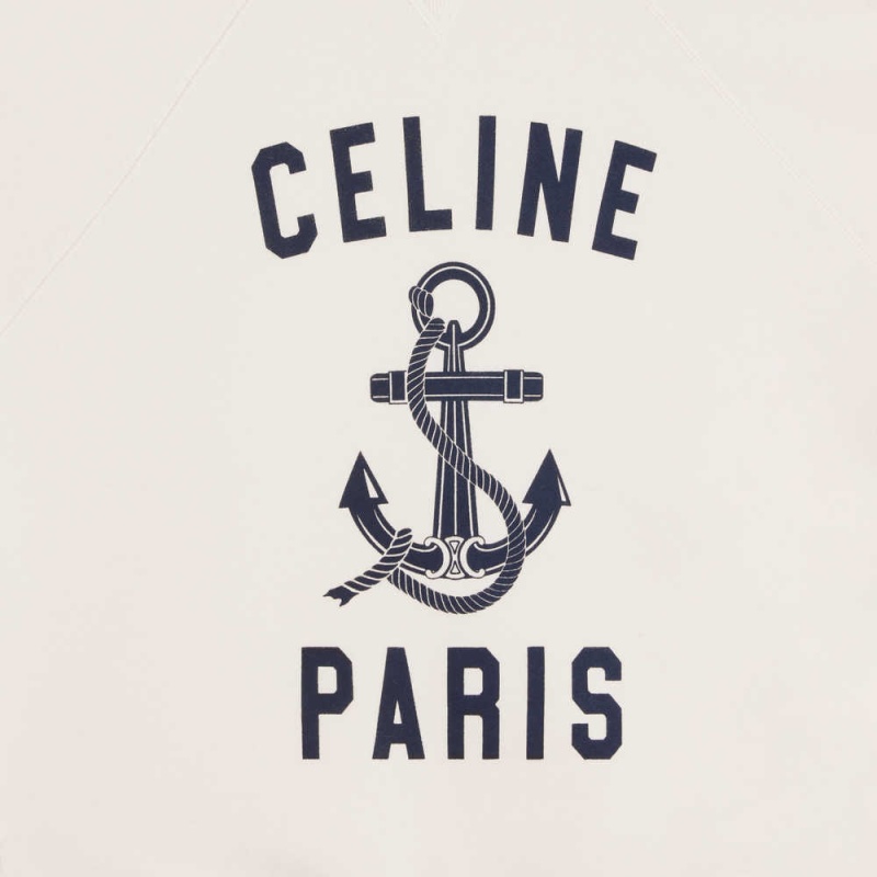 LIGHT IVORY / BLEU ANCRE Celine paris anchor in cashmere fleece Sweatshirts | CL-592801