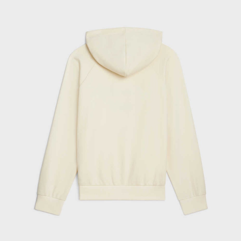 LIGHT IVORY / NAVY Celine paris 70 S HOODIE in cotton and cashmere Sweatshirts | CL-592807