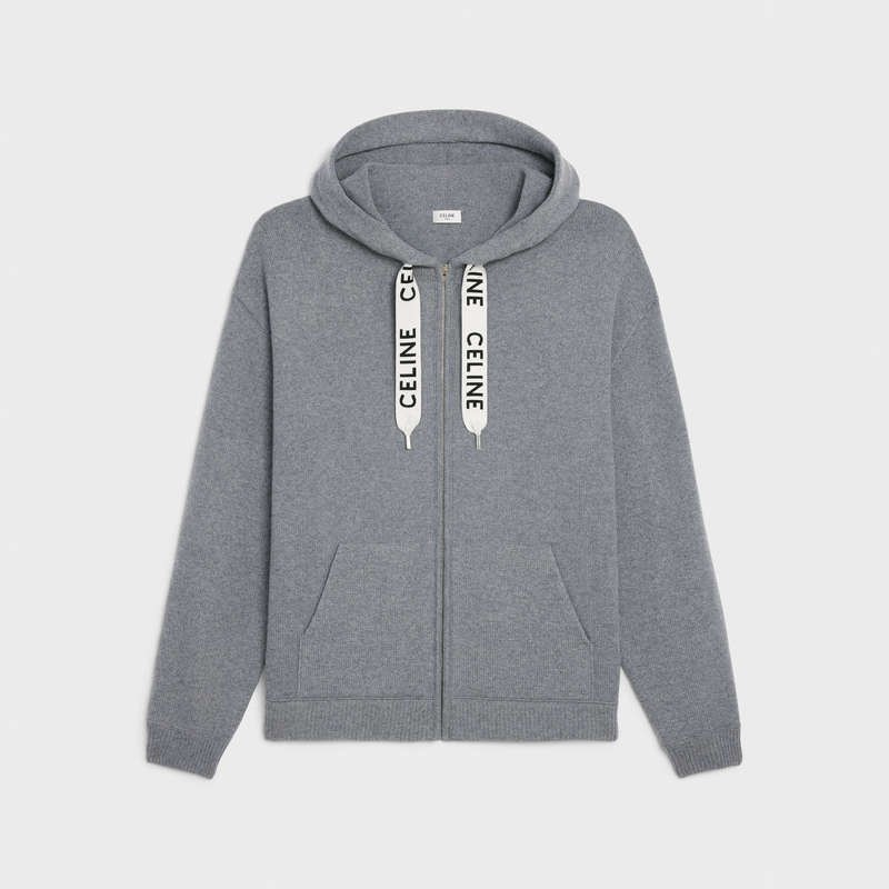 Medium grey Celine HOODED IN CASHMERE WOOL Sweatshirts | CL-592116