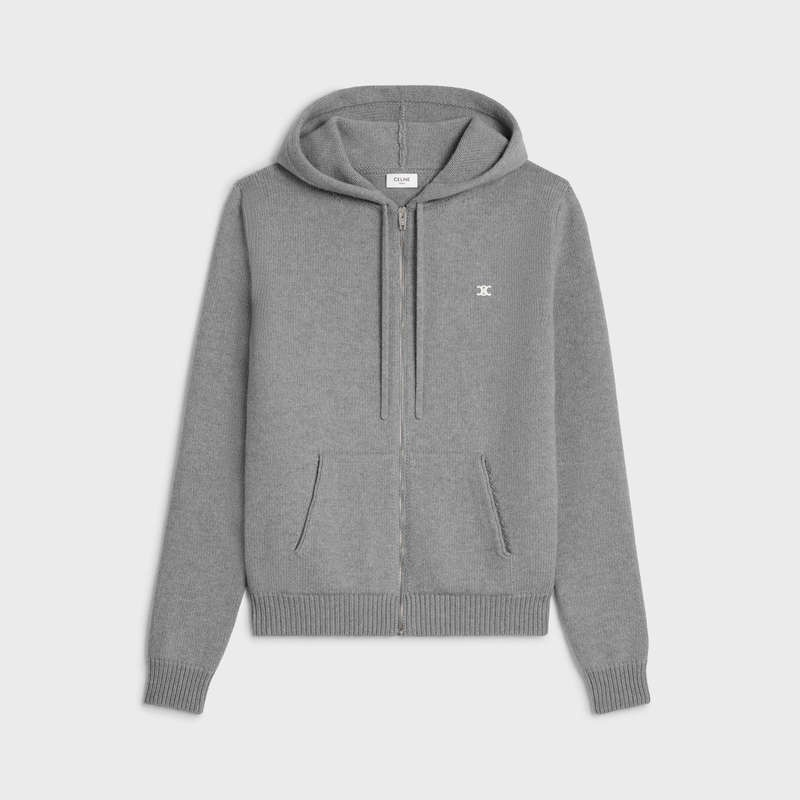 Medium grey Celine triomphe hooded in wool and cashmere Sweatshirts | CL-592114