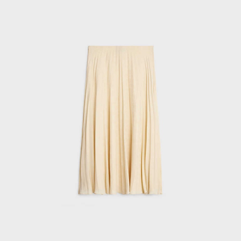 Metal Blanc Celine pleated midi in silk jacquard Skirts | CL-592875