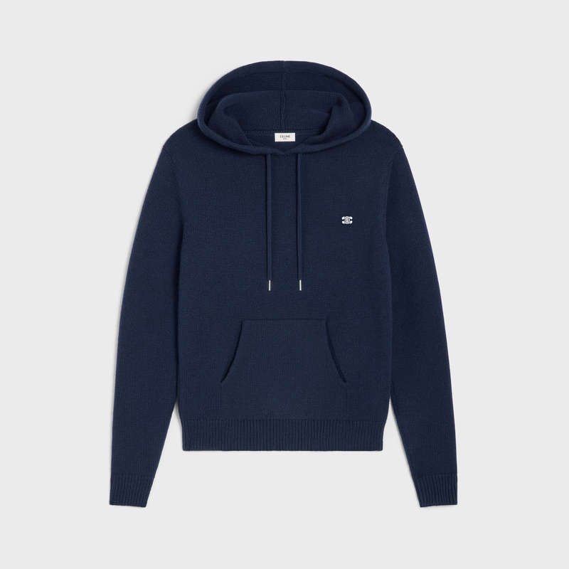 Navy Celine triomphe hooded in cashmere wool Sweatshirts | CL-592113