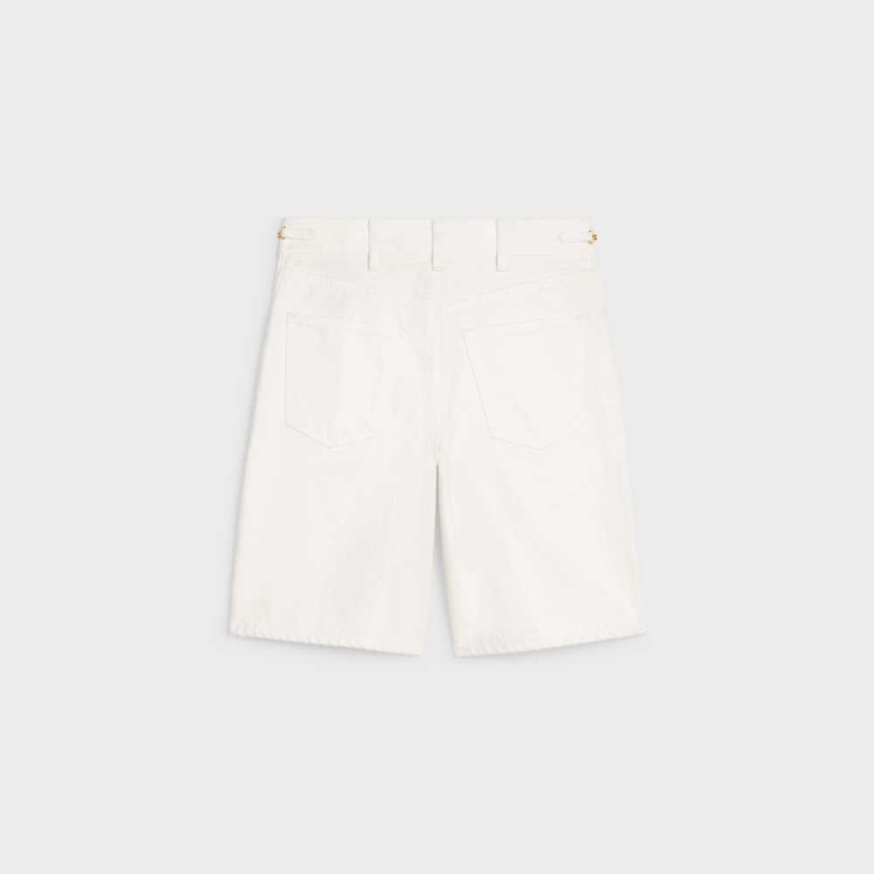 OPTIC WHITE WASH Celine WITH GOURMETTE CHAINS IN OPTIC WASH DENIM Shorts | CL-592742