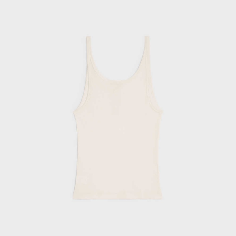 Off White Celine Buttoned tank in ribbed silk jersey Tops | CL-592839