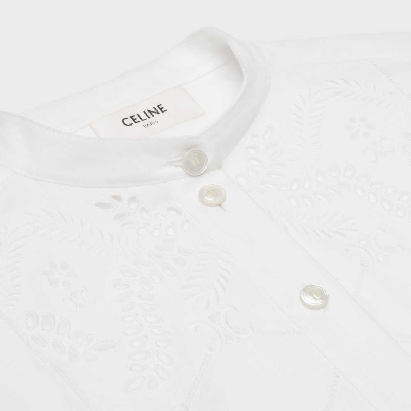 Off White Celine embroidered tunic in COTTON LINEN Shirts | CL-592832