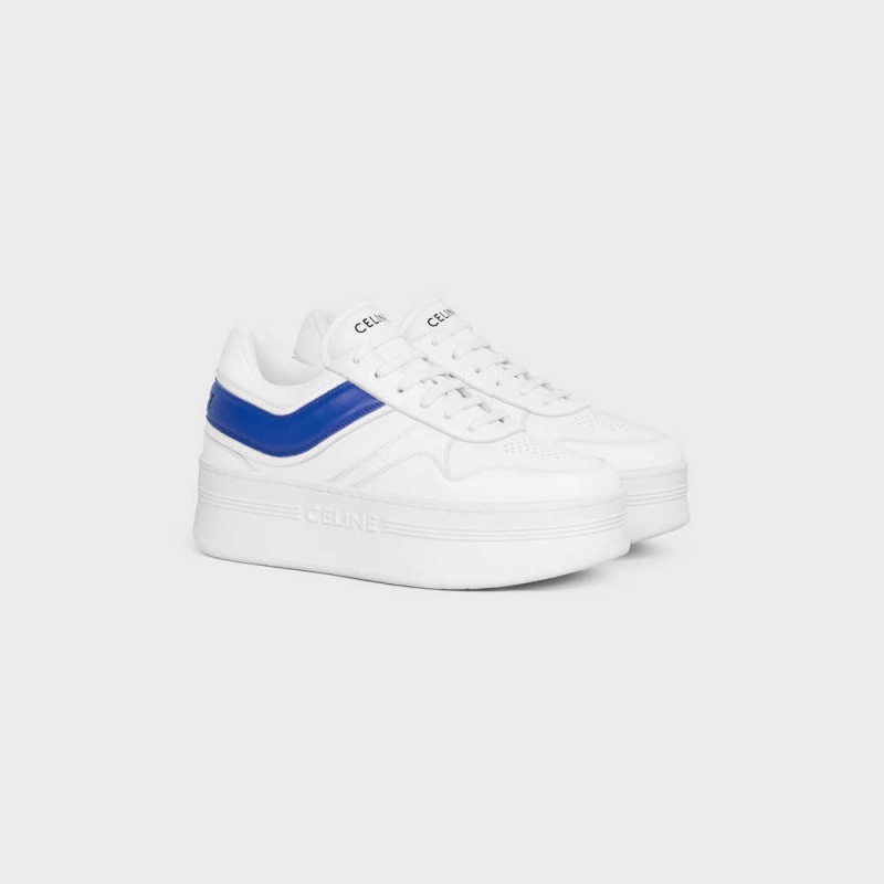 Optic White/Blue Celine BLOCK SNEAKERS WITH WEDGE in CALFSKIN Sneakers | CL-592548