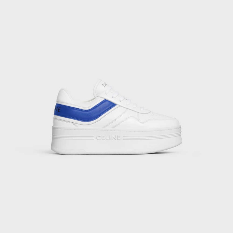 Optic White/Blue Celine BLOCK SNEAKERS WITH WEDGE in CALFSKIN Sneakers | CL-592548