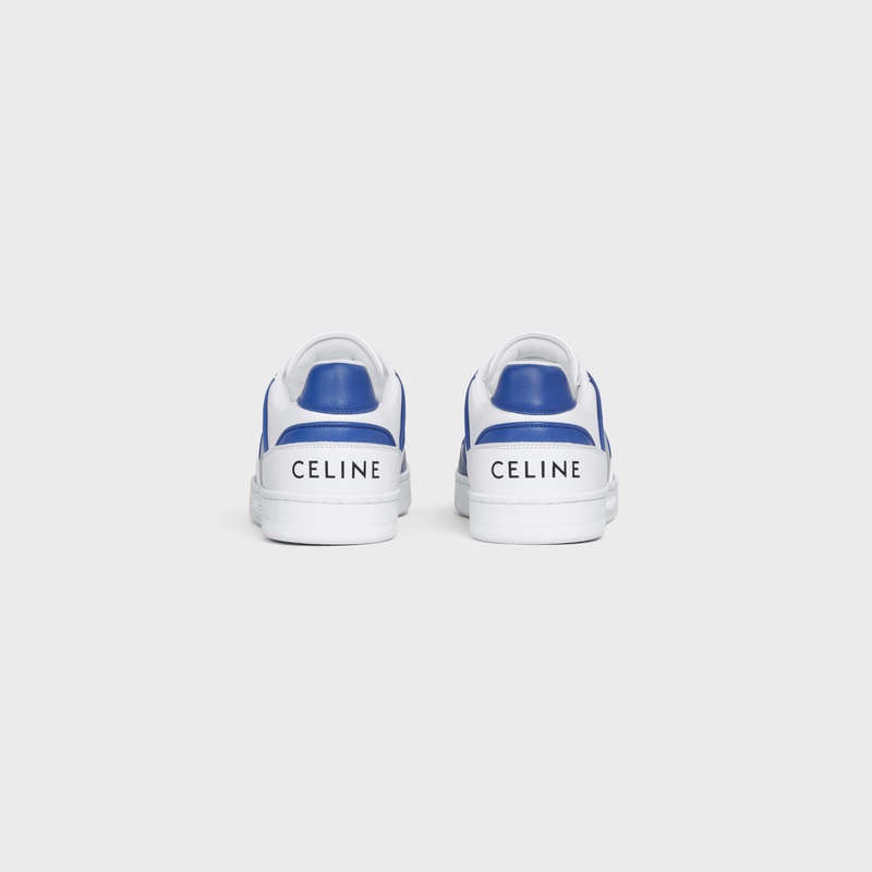 Optic White/Blue Celine C04 TRAINER LOW LACE-UP in CALFSKIN Sneakers | CL-591905