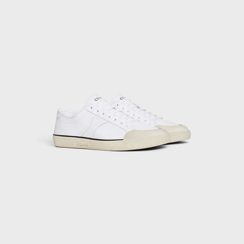 Optic White Celine AS-01 LOW LACE-UP ALAN in CALFSKIN Sneakers | CL-591896