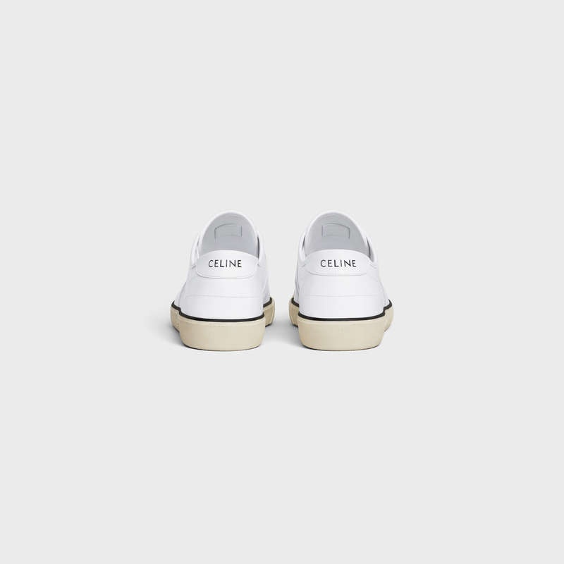 Optic White Celine AS-01 LOW LACE-UP ALAN in CALFSKIN Sneakers | CL-591896