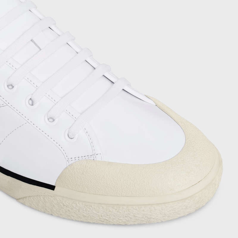 Optic White Celine AS-01 LOW LACE-UP ALAN in CALFSKIN Sneakers | CL-591896