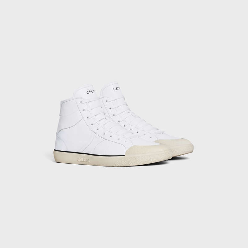 Optic White Celine AS-02 MID LOW LACE-UP ALAN in CALFSKIN Sneakers | CL-591894