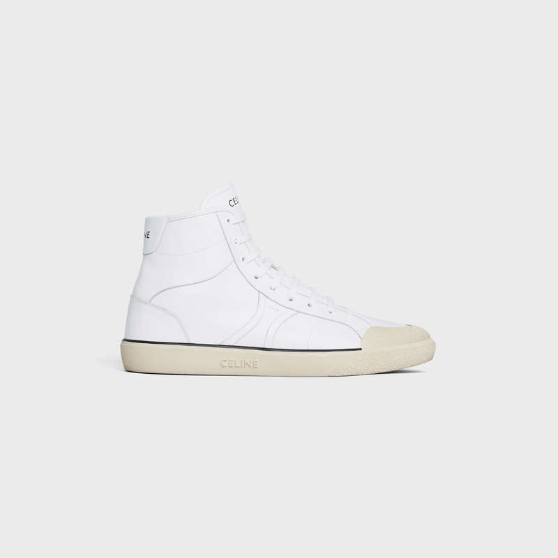 Optic White Celine AS-02 MID LOW LACE-UP ALAN in CALFSKIN Sneakers | CL-591894