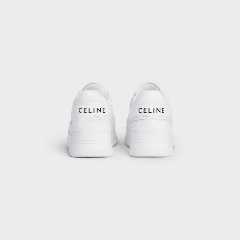 Optic White Celine BLOCK SNEAKERS WITH WEDGE OUTSOLE in CALFSKIN Sneakers | CL-592547