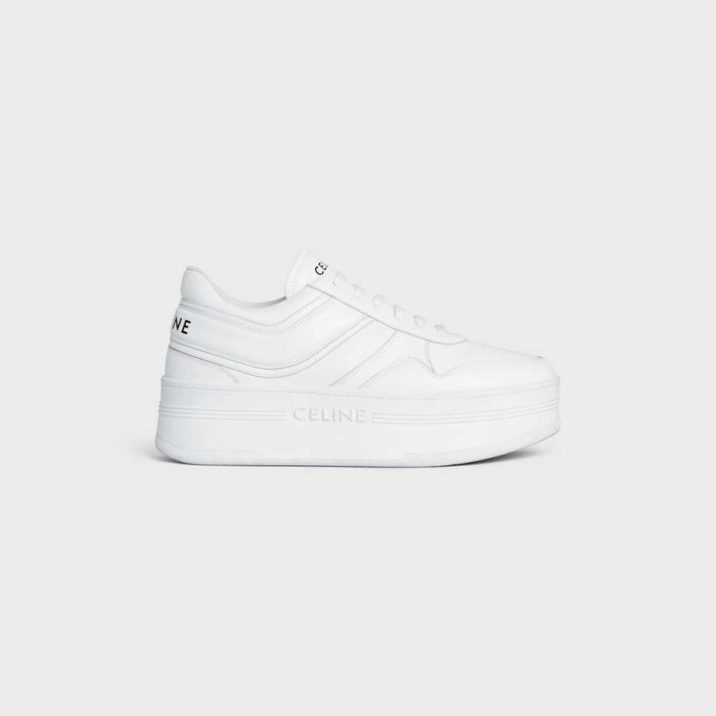 Optic White Celine BLOCK SNEAKERS WITH WEDGE OUTSOLE in CALFSKIN Sneakers | CL-592547