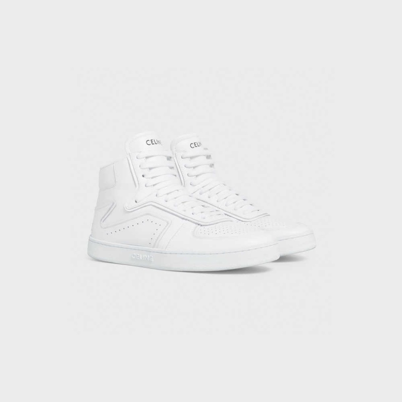 Optic White Celine C01 Z TRAINER HIGH in CALFSKIN Sneakers | CL-592541