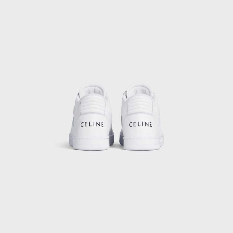 Optic White Celine C02 TRAINER MID WITH SCRATCH in CALFSKIN Sneakers | CL-592544