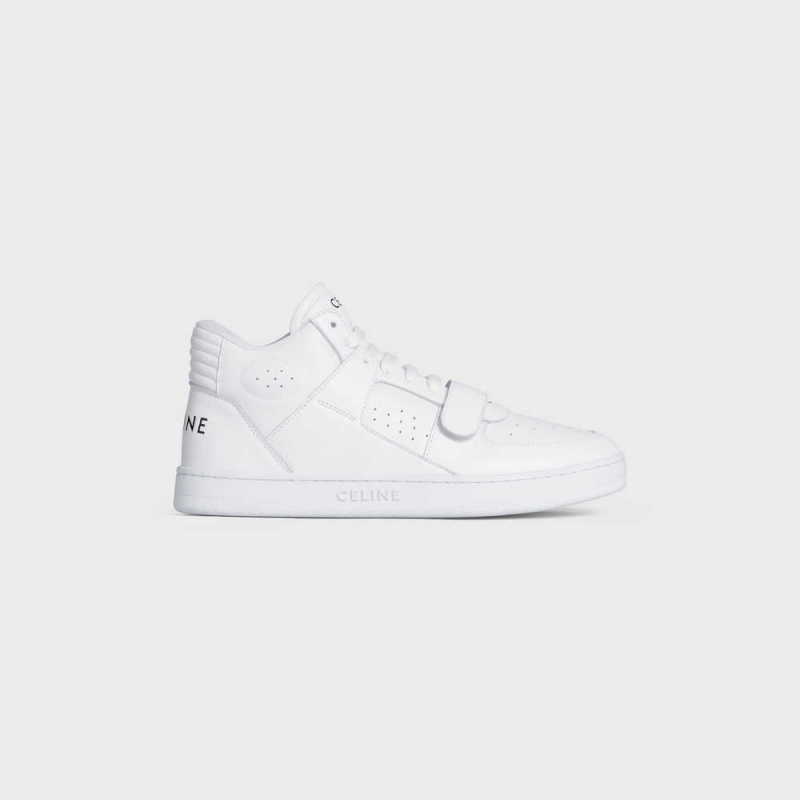 Optic White Celine C02 TRAINER MID WITH SCRATCH in CALFSKIN Sneakers | CL-592544