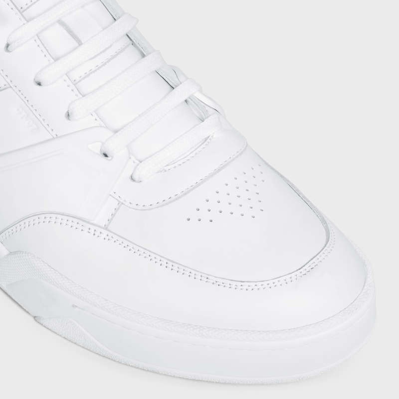 Optic White Celine C07 TRAINER LOW LACE-UP in CALFSKIN Sneakers | CL-591900