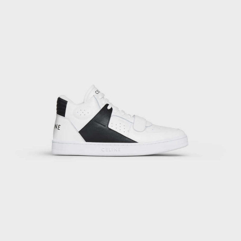 Optic White / Black Celine C02 TRAINER MID WITH SCRATCH in CALFSKIN Sneakers | CL-592542