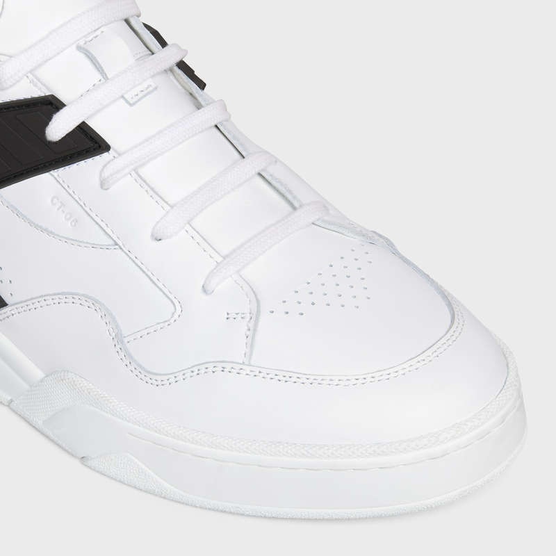 Optic White / Black Celine C06 HIGH in CALFSKIN Sneakers | CL-591909