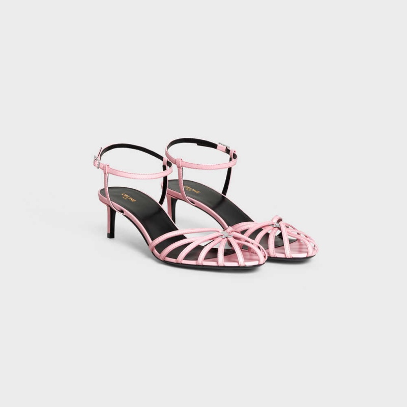 Pink Celine TRIOMPHE in KIDSKIN SILVER FINISHING Sandals | CL-592603