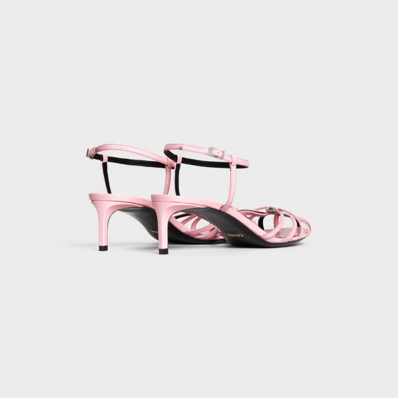 Pink Celine TRIOMPHE in KIDSKIN SILVER FINISHING Sandals | CL-592603