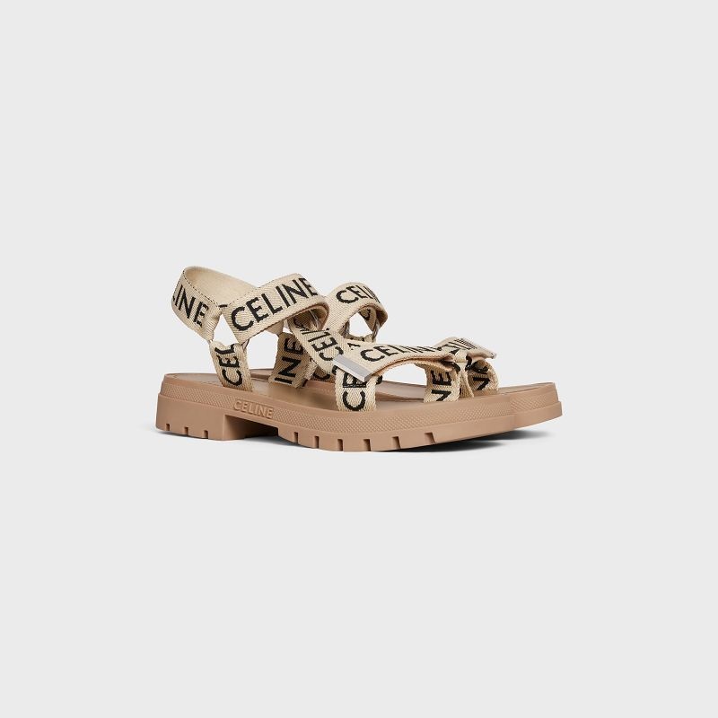 Sand/Black Celine LEO STRAPPY in WITH JACQUARD Sandals | CL-591893