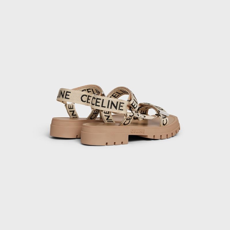 Sand/Black Celine LEO STRAPPY in WITH JACQUARD Sandals | CL-591893