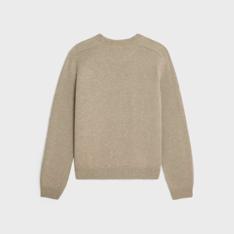 Sand Celine triomphe crew neck in wool and cashmere Knitwear | CL-592099