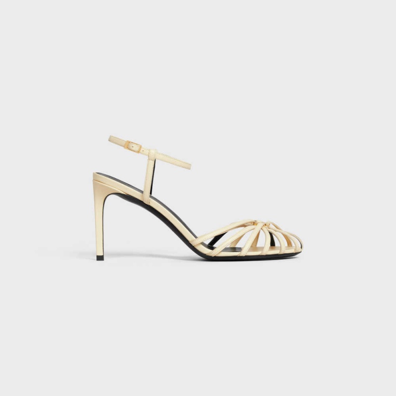 Soft Yellow Celine TRIOMPHE in CALFSKIN Sandals | CL-592600