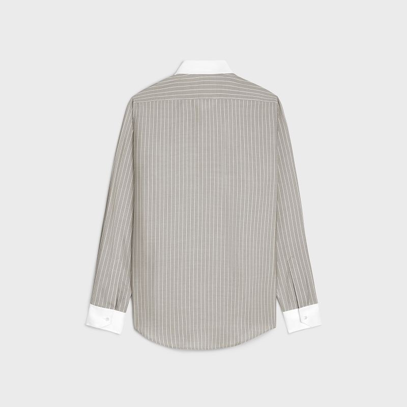 TAUPE/CRAIE Celine loose carnaby in striped silk Shirts | CL-592171