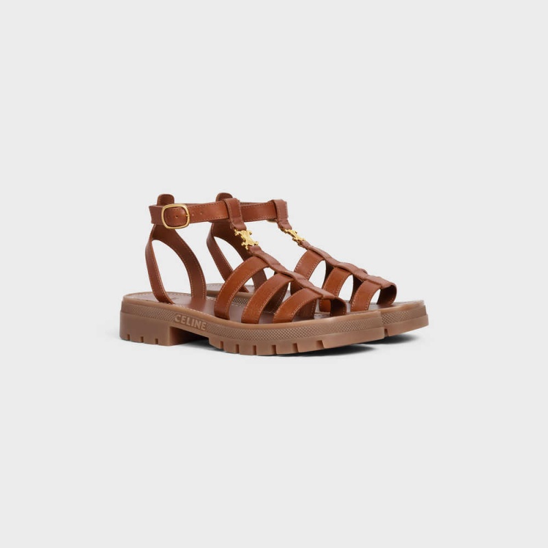 Tan Celine CLEA TRIOMPHE GLADIATOR CHUNKY in CALFSKIN - VEGETAL TANNING Sandals | CL-592574