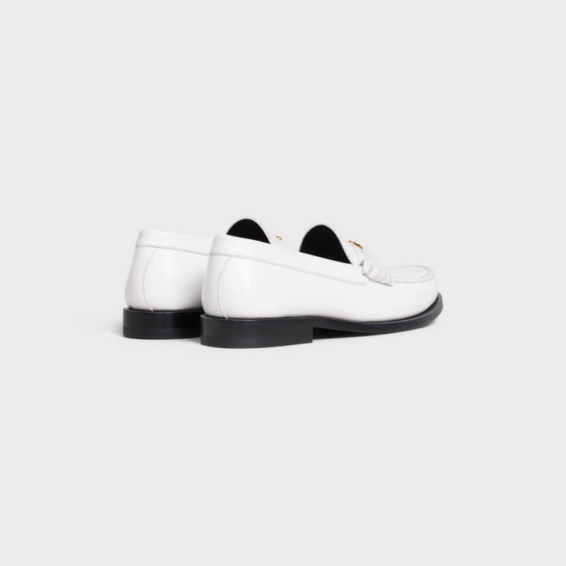 White Celine LUCO Triomphe in POLISHED BULLSKIN Loafers | CL-592527