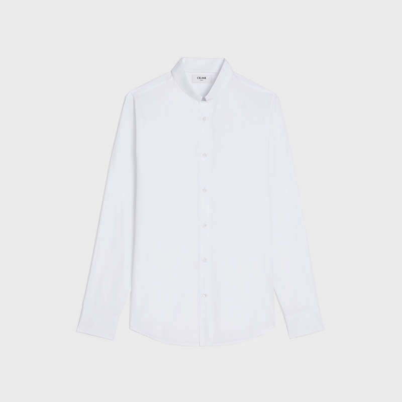 White Celine loose with inverted collar in cotton poplin Shirts | CL-592177