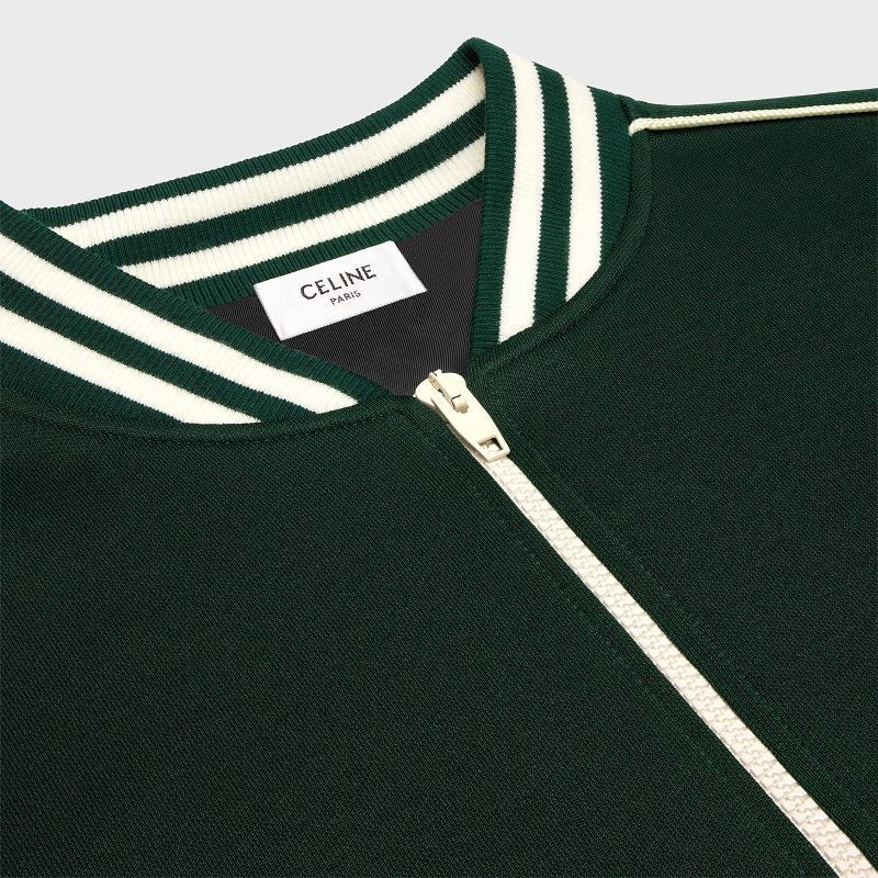 dark green/offwhite Celine triomphe teddy in double face jersey Sweatshirts | CL-592118