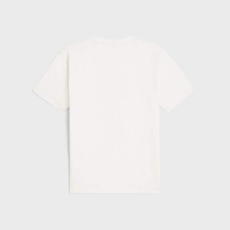 dirty white/ black Celine wiltern in cotton jersey T-shirts | CL-592121