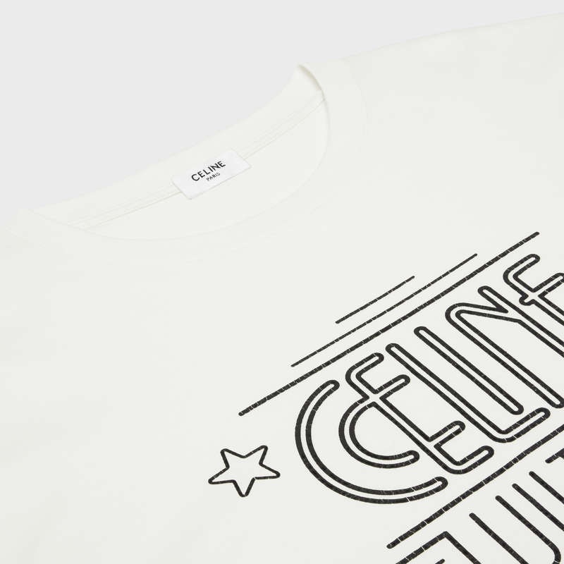 dirty white/ black Celine wiltern in cotton jersey T-shirts | CL-592121