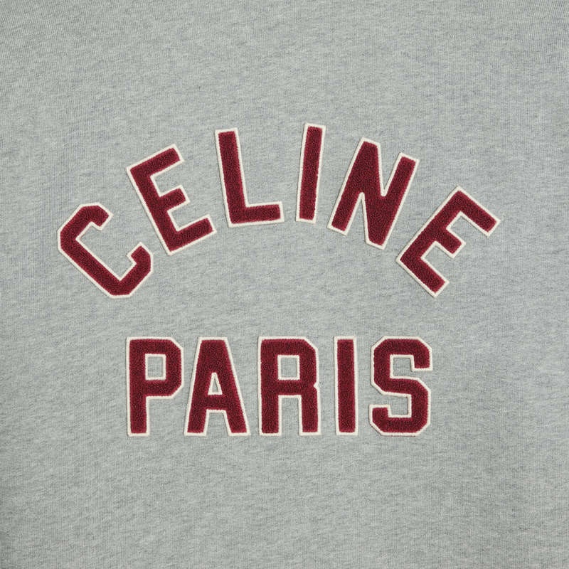 grey melange/ red grape/ off w Celine teddy college in cotton fleece Sweatshirts | CL-592117