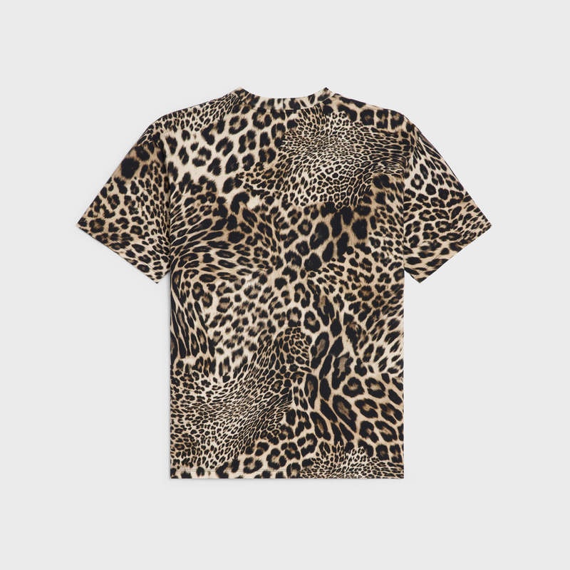 leopard / offwhite Celine LOOSE IN COTTON JERSEY T-shirts | CL-592135