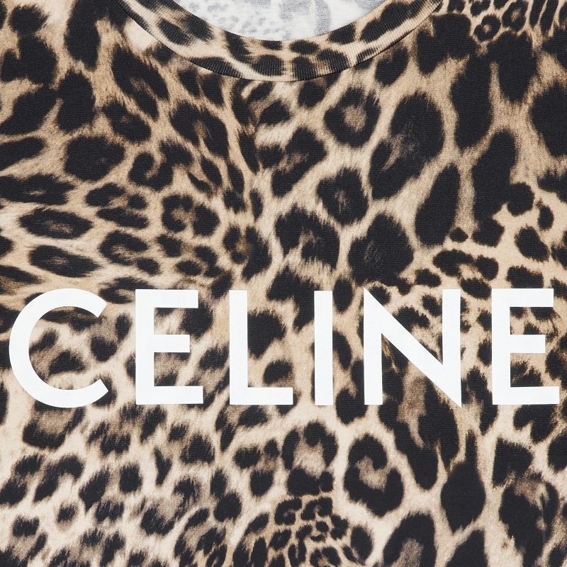 leopard / offwhite Celine LOOSE IN COTTON JERSEY T-shirts | CL-592135